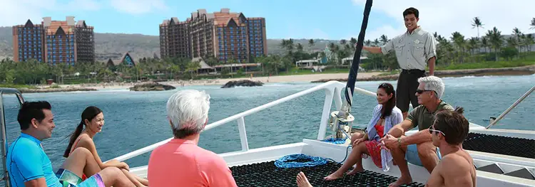 A group of Guests on a cruise by Aulani Resort