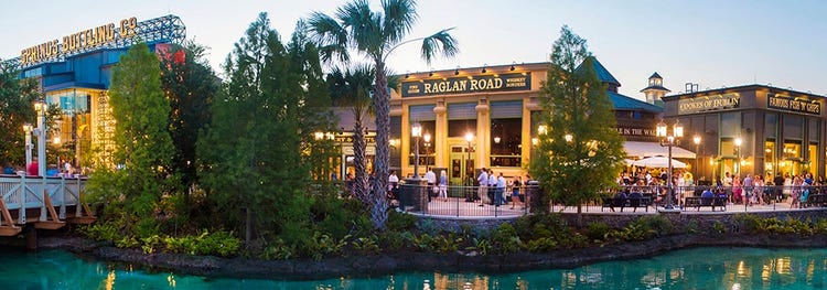 Restaurants along the water at Disney Springs