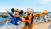Mickey and Pluto on the deck of a Disney Cruise Line ship