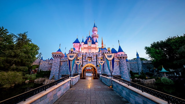 The walkway leading up to Sleeping Beauty Castle